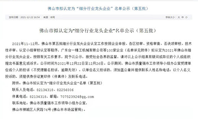 Weber won the title of leading enterprise in segmented industries in Foshan City